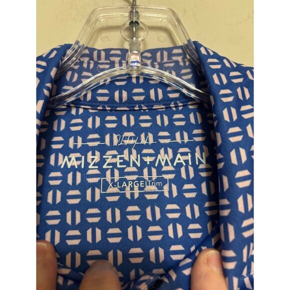 Mizzen + Main Mens Polo Shirt Trim Fit Stretch Performance Geometric Print XL - Picture 4 of 6